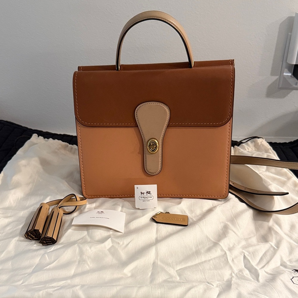 Coach Two-Tone Tan and Camel Leather Satchel